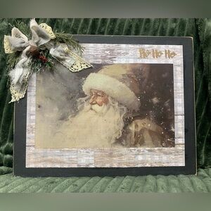 Wood Santa wall decor, 11x17 (one of a kind)